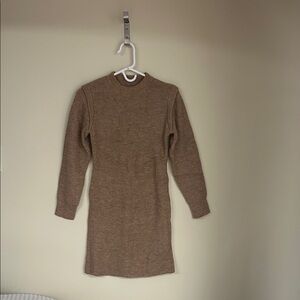 Cozy Tan Knit Sweater Dress